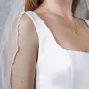 Rainbow Club Single Tier Veils | Elbow Length Veils*Gazania Embroidered Scalloped Edge Waist Length Veil Ivory