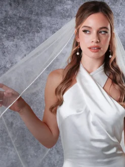 Rainbow Club Single Tier Veils | Chapel Length & Cathedral Veils*Harmony Single Tier Beaded Edge Chapel Veil Ivory
