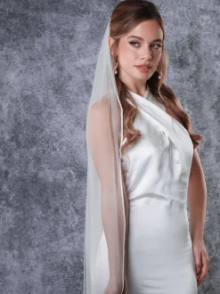 Rainbow Club Single Tier Veils | Chapel Length & Cathedral Veils*Harmony Single Tier Beaded Edge Chapel Veil Ivory