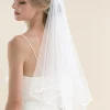 Rainbow Club Two Tier Veils | Fingertip Veils*Jessamy Two Tier Satin Edge Veil | Jessamy Veil Ivory
