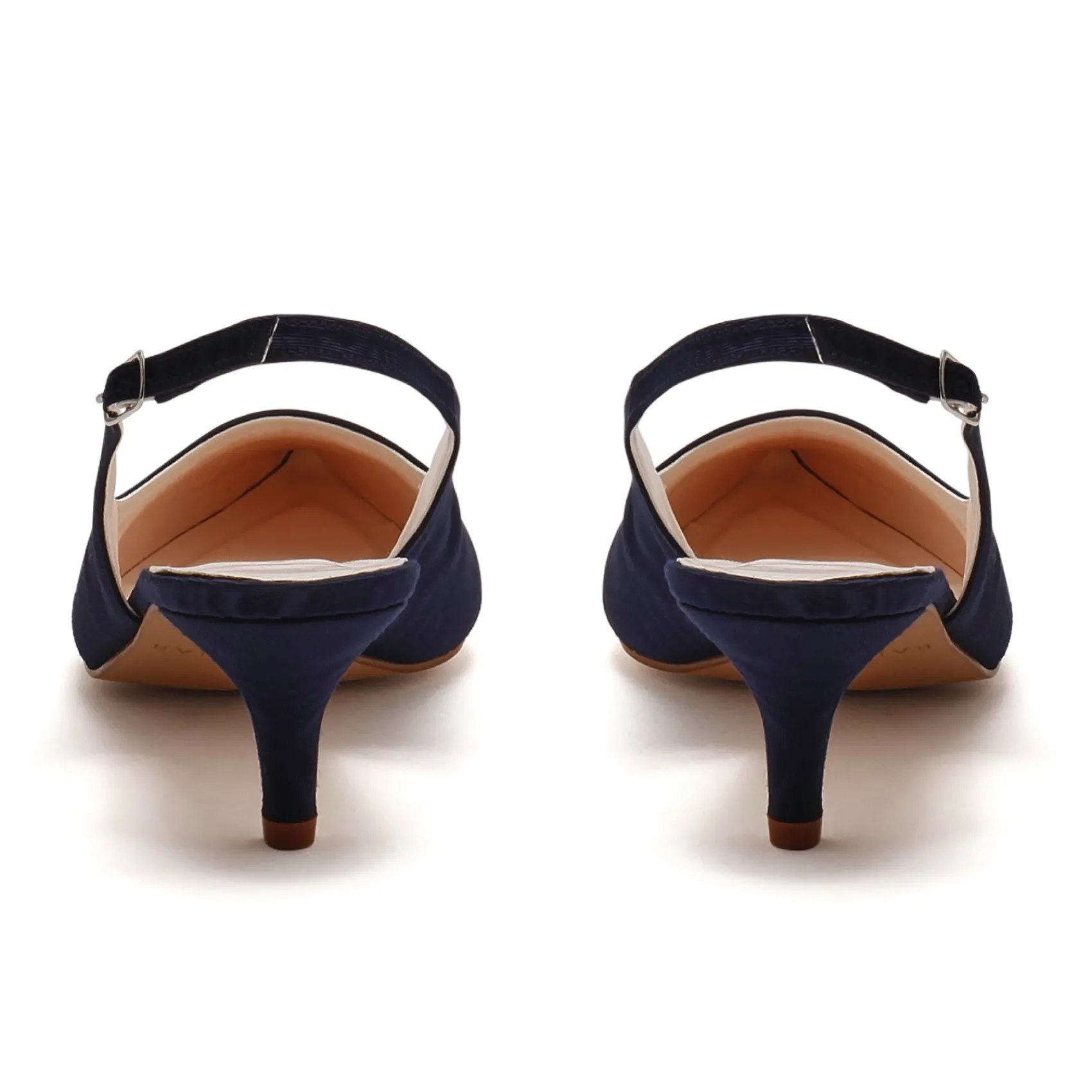 Rainbow Club Mother Of The Bride Shoes | Low Heel*Joni Moiré Slingback Kitten Heels Navy