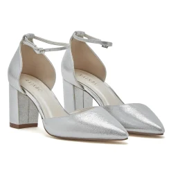 Rainbow Club Sparkly Prom Shoes | Silver Prom Shoes*Luna Sparkle Wide Fit Ankle Strap Block Heels Silver