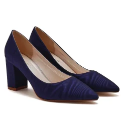 Rainbow Club Wedding Guest Shoes | Mother Of The Bride Shoes*Maeve Moire Block Heel Court Shoes Navy