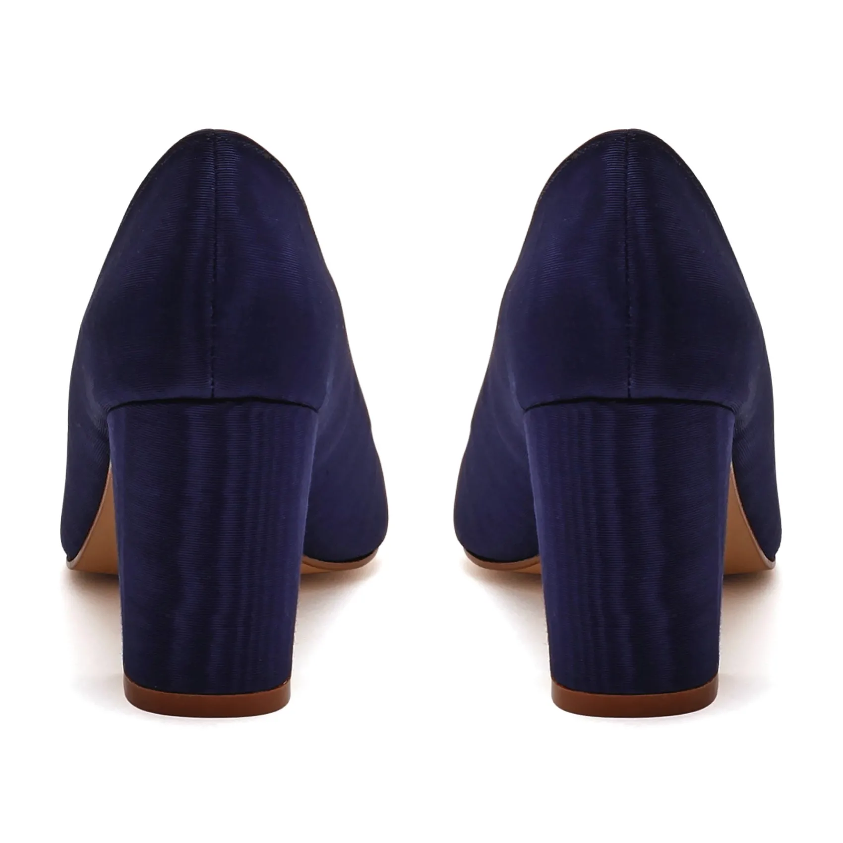 Rainbow Club Wedding Guest Shoes | Mother Of The Bride Shoes*Maeve Moire Block Heel Court Shoes Navy