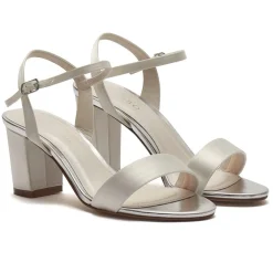 Rainbow Club White Prom Shoes | Prom Sandals*Margot Dyeable Satin Mid Block Heel Sandals Ivory