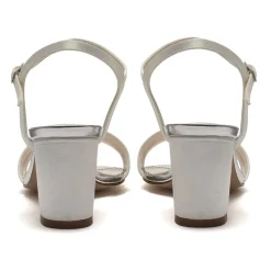 Rainbow Club Wedding Guest Shoes | Bridesmaid Shoes*Margot Satin Mid Block Heel Sandals (Wide Fit) Ivory