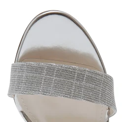 Rainbow Club Silver Prom Shoes | Prom Sandals*Margot Silver Metallic Mid Block Heel Sandals