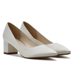 Rainbow Club Mother Of The Bride Shoes | Wedding Shoes*May Dyeable Satin Low Block Heel Pointed Courts Ivory
