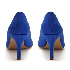 Rainbow Club Blue Prom Shoes | Prom Shoes*Morgan II Moiré Mid Heel Pointed Court Shoe Electric Blue