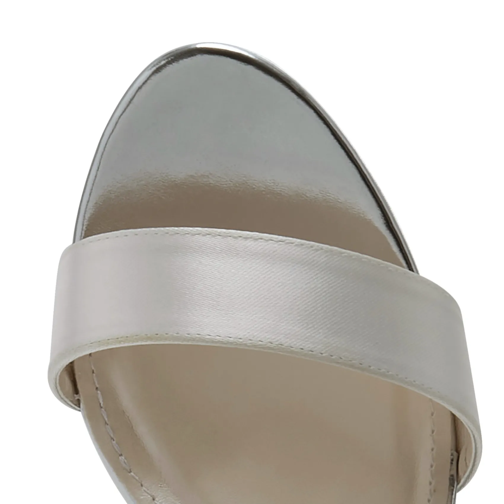 Rainbow Club Wedding Guest Shoes | Bridesmaid Shoes*Nivana Dyeable Satin Block Heel Platform Sandals Ivory