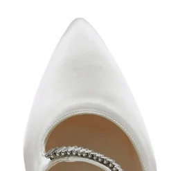 Rainbow Club Wedding Shoes | Mid Heel*Raven Dyeable Satin Asymmetric Crystal Court Shoes Ivory