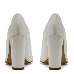 Rainbow Club Wedding Shoes | High Heel*Remi Dyeable Satin Wide Fit Block Heel Courts Ivory