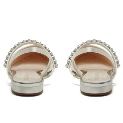 Rainbow Club Wedding Shoes | Shoes For Dyeing*Romi Satin Slingback Pumps with Pearl Detail Ivory