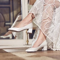 Rainbow Club Mother Of The Bride Shoes | Wedding Shoes*Serenity Satin Low Block Heel Court Shoes Ivory