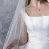 Rainbow Club Single Tier Veils | Chapel Length & Cathedral Veils*Starfire Raw Edge Chapel Length Veil with Crystals Ivory