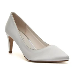 Rainbow Club Mother Of The Bride Shoes | Wedding Shoes*Stella Ivory Satin & Silver Glitter Mid Heel Courts Ivory/ Silver