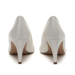 Rainbow Club Mother Of The Bride Shoes | Wedding Shoes*Stella Ivory Satin & Silver Glitter Mid Heel Courts Ivory/ Silver