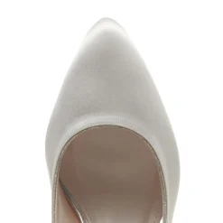 Rainbow Club Mother Of The Bride Shoes | Wedding Shoes*Stella Ivory Satin & Silver Glitter Mid Heel Courts Ivory/ Silver