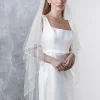 Rainbow Club Two Tier Veils | Fingertip Veils*Tosca Two Tier Russian Braid Edge Veil | Tosca Veil Ivory