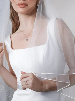 Rainbow Club Two Tier Veils | Fingertip Veils*Tosca Two Tier Russian Braid Edge Veil | Tosca Veil Ivory