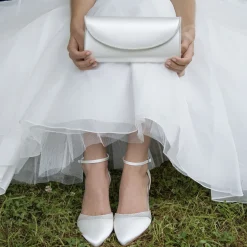 Rainbow Club Wedding Handbags*Viki Ivory Satin and Silver Glitter Wedding Clutch Bag Ivory/ Silver