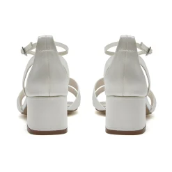 Rainbow Club Wedding Guest Shoes | Mother Of The Bride Shoes*Zara Dyeable Satin Cut Out Block Heel Sandals Ivory