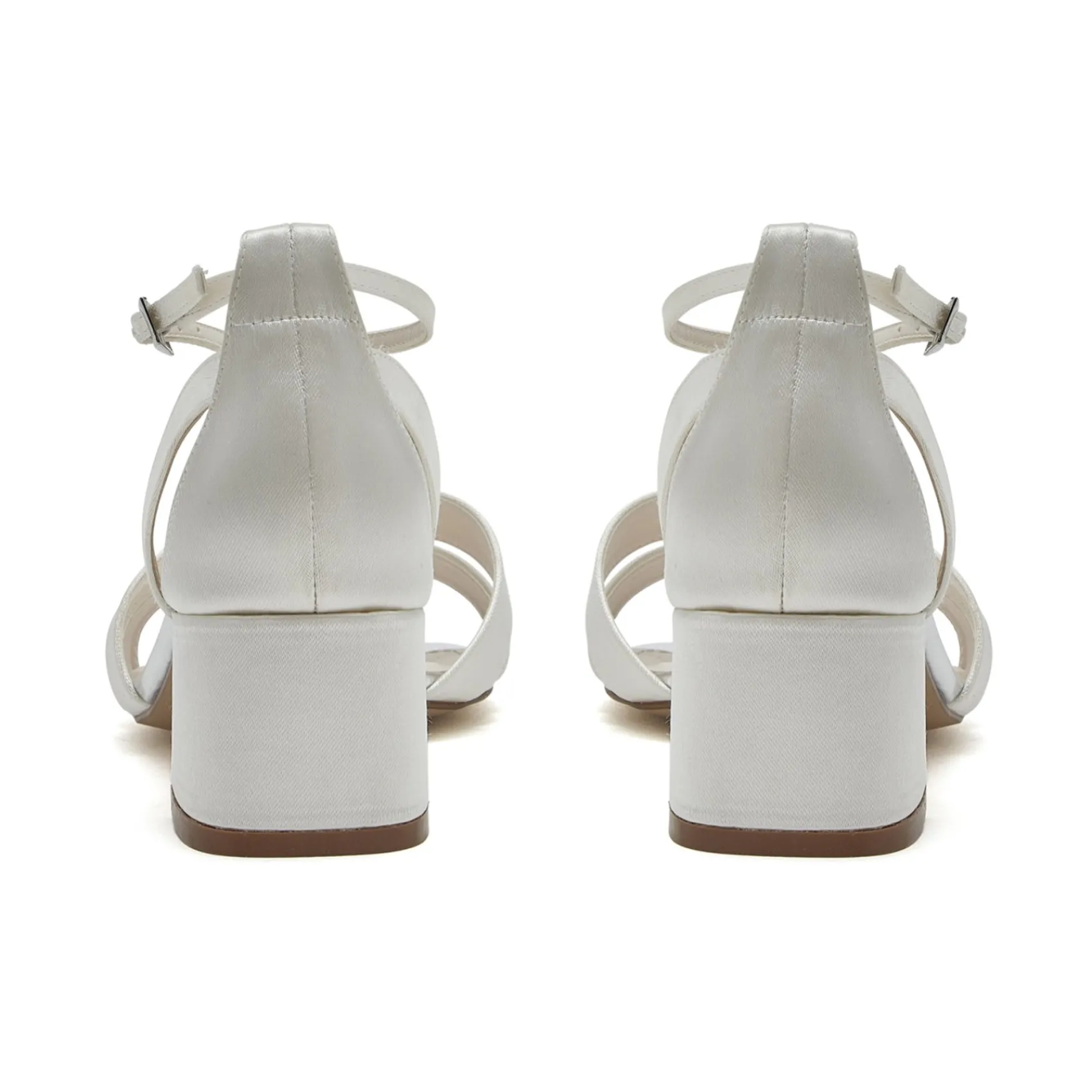 Rainbow Club Wedding Guest Shoes | Mother Of The Bride Shoes*Zara Dyeable Satin Cut Out Block Heel Sandals Ivory