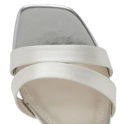 Rainbow Club Wedding Guest Shoes | Mother Of The Bride Shoes*Zara Dyeable Satin Cut Out Block Heel Sandals Ivory