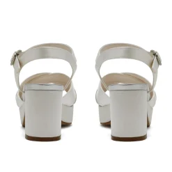 Rainbow Club White Prom Shoes | Prom Sandals*Zuri Dyeable Satin Chunky Platform Sandals Ivory