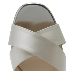 Rainbow Club White Prom Shoes | Prom Sandals*Zuri Dyeable Satin Chunky Platform Sandals Ivory