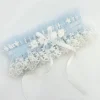Boudoir Couture Something Blue Gifts | Bride Gifts*Rhapsody Blue Lace and Ivory Tulle Vintage Garter with Rose Detail Blue/ Ivory