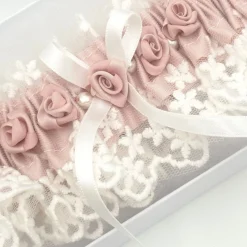 Boudoir Couture Bride Gifts | Bridal Garters*Rhapsody Blush Silk and Ivory Vintage Lace Garter with Rose Detail Blush/ Ivory