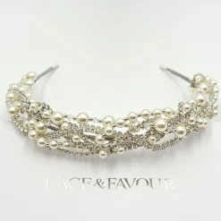 Beads & Beyond Vintage Headpieces | Crystal Hair Accessories*Rialto Entwined Pearl and Crystal Vintage Bridal Headband Ivory/ Silver