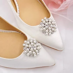 Lace & Favour Shoe Jewellery | Shoe Clips*Rivoli Pearl and Crystal Brooch Shoe Clips