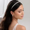 Lace & Favour Prom Headbands & Tiaras | Pearl Hair Accessories*Rochelle Gold Narrow Crystal and Pearl Headband Ivory/ Gold