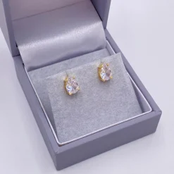 Lace & Favour Gold Prom Jewellery | Prom Earrings*Roma Cubic Zirconia Teardrop Stud Earrings Gold