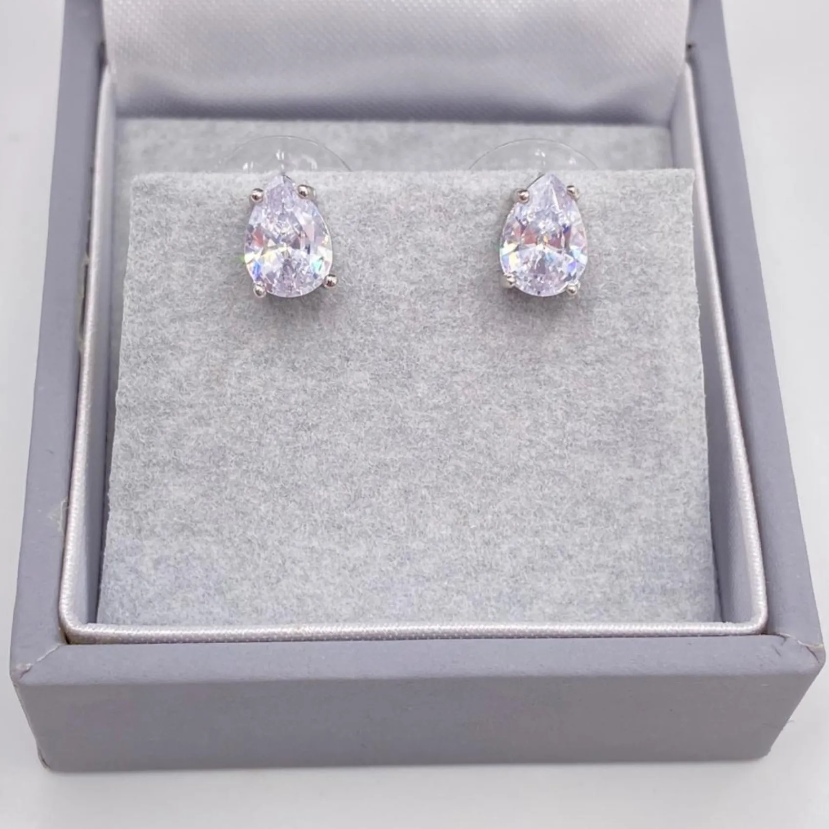 Lace & Favour Silver Prom Jewellery | Prom Earrings*Roma Cubic Zirconia Teardrop Stud Earrings Silver