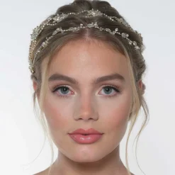 Poirier Crystal Hair Accessories | Gold Hair Accessories*Rosalie Crystal Double Wedding Hair Vine Gold