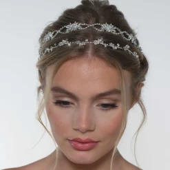 Poirier Crystal Hair Accessories | Silver Hair Accessories*Rosalie Crystal Double Wedding Hair Vine Silver