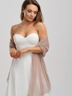 Poirier Wedding Capes & Wraps | Wedding Guest Jackets & Cover Ups*Metallic Wedding Shawl Rose Gold