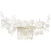 Lace & Favour Crystal Hair Accessories | Gold Hair Accessories*Rosewood Porcelain Flowers and Crystal Gold Hair Comb Ivory/ Gold