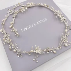 Twilight Designs Pearl Hair Accessories | Silver Hair Accessories*Roxanne Long Freshwater Pearl and Crystal Silver Hair Vine