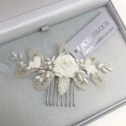 Beads & Beyond Bridesmaid Gifts | Pearl Hair Accessories*Sabrina Mini Beaded Leaves and Opal Crystal Flowers Hair Comb