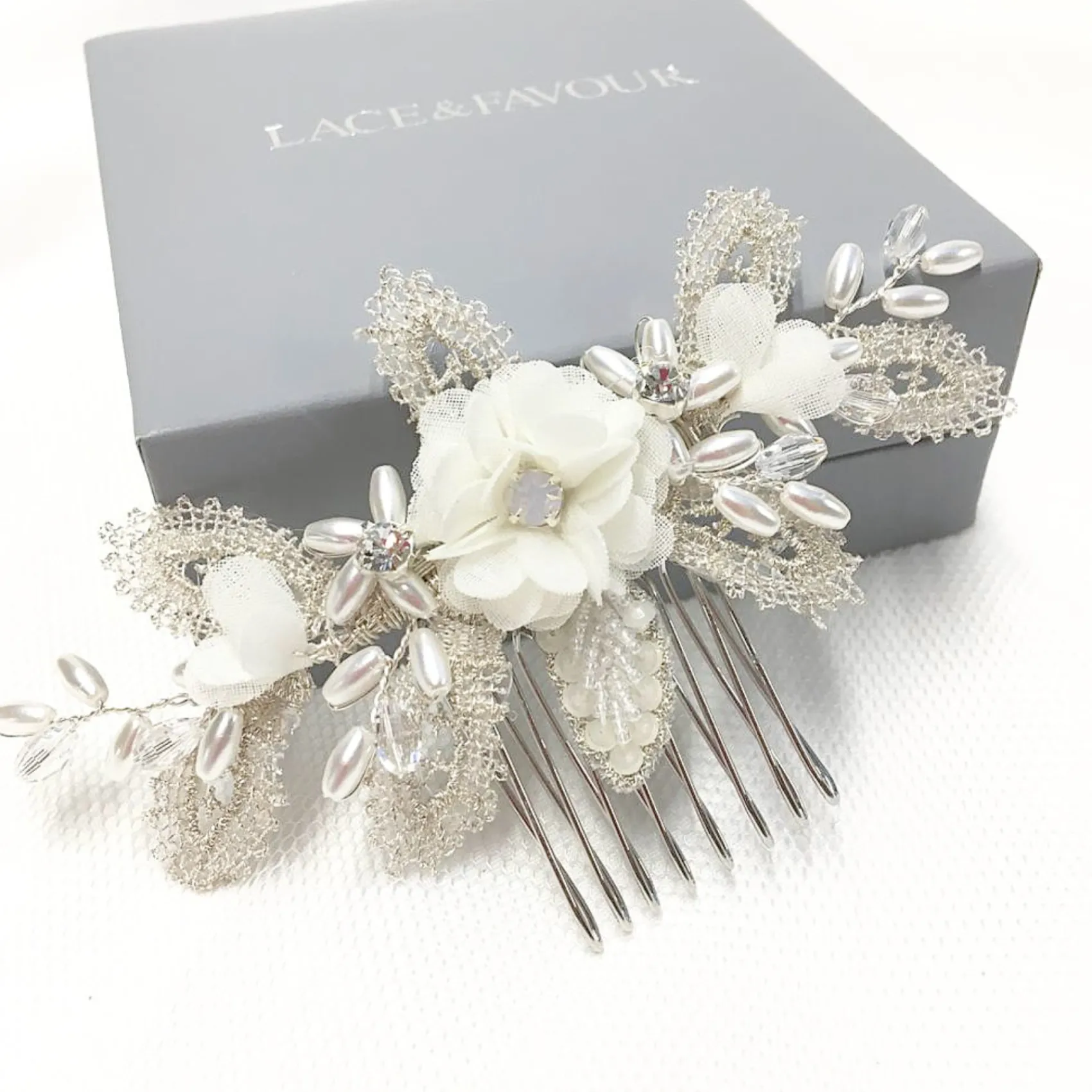 Beads & Beyond Bridesmaid Gifts | Pearl Hair Accessories*Sabrina Mini Beaded Leaves and Opal Crystal Flowers Hair Comb