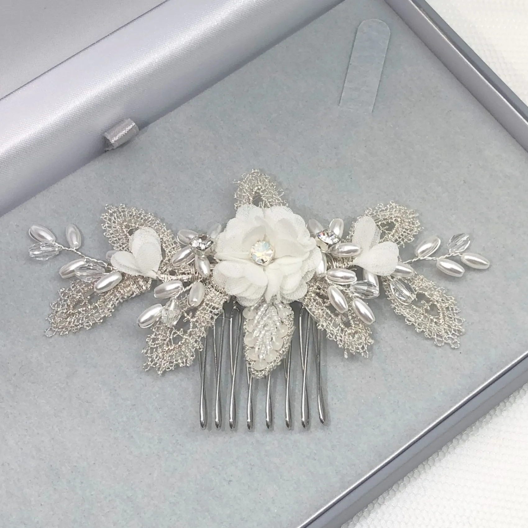 Beads & Beyond Bridesmaid Gifts | Pearl Hair Accessories*Sabrina Mini Beaded Leaves and Opal Crystal Flowers Hair Comb