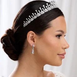 Lace & Favour Vintage Headpieces | Crystal Hair Accessories*Sandringham Classic Teardrop Crystal Crown Silver