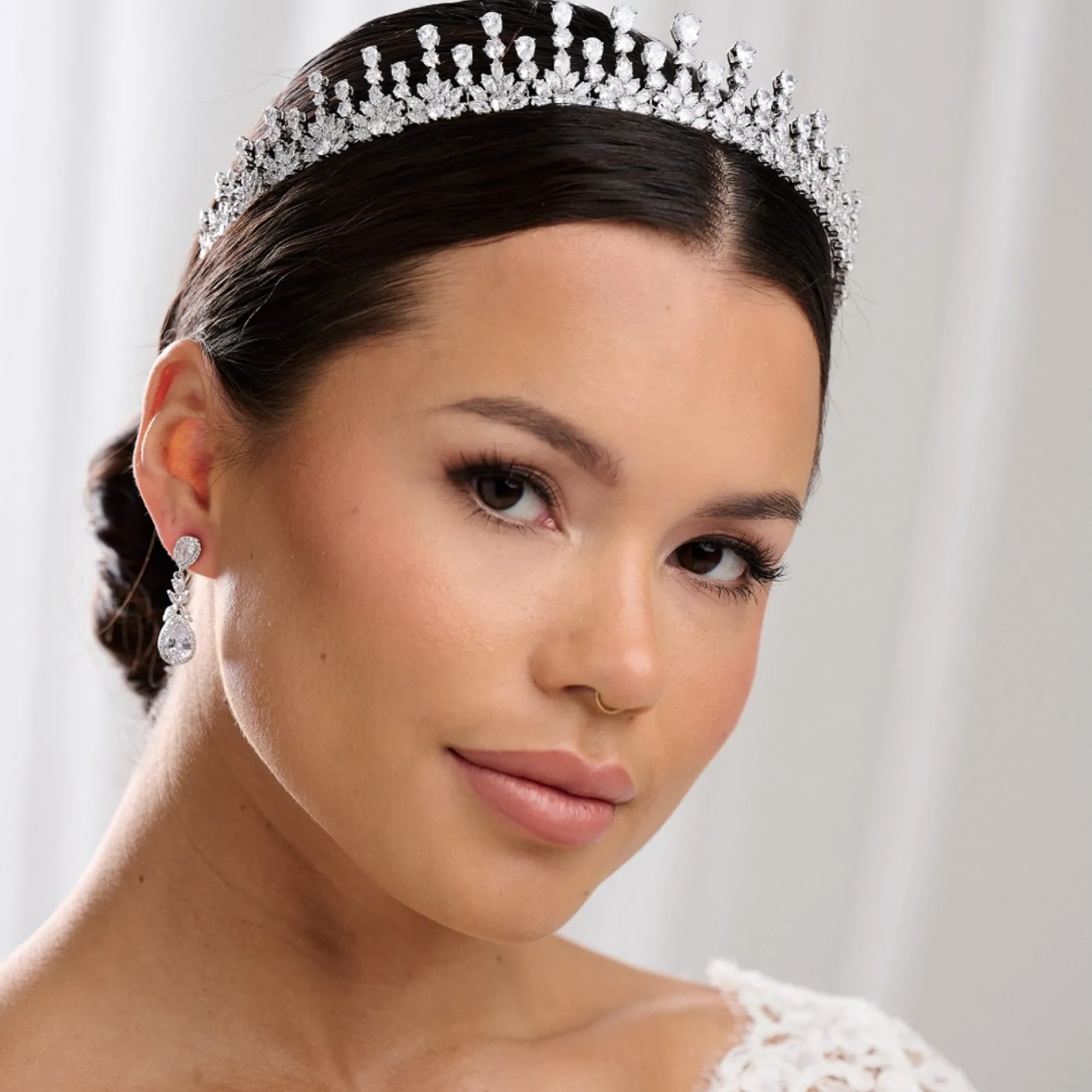 Lace & Favour Vintage Headpieces | Crystal Hair Accessories*Sandringham Classic Teardrop Crystal Crown Silver