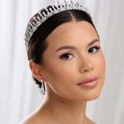 Lace & Favour Vintage Headpieces | Crystal Hair Accessories*Sandringham Classic Teardrop Crystal Crown Silver
