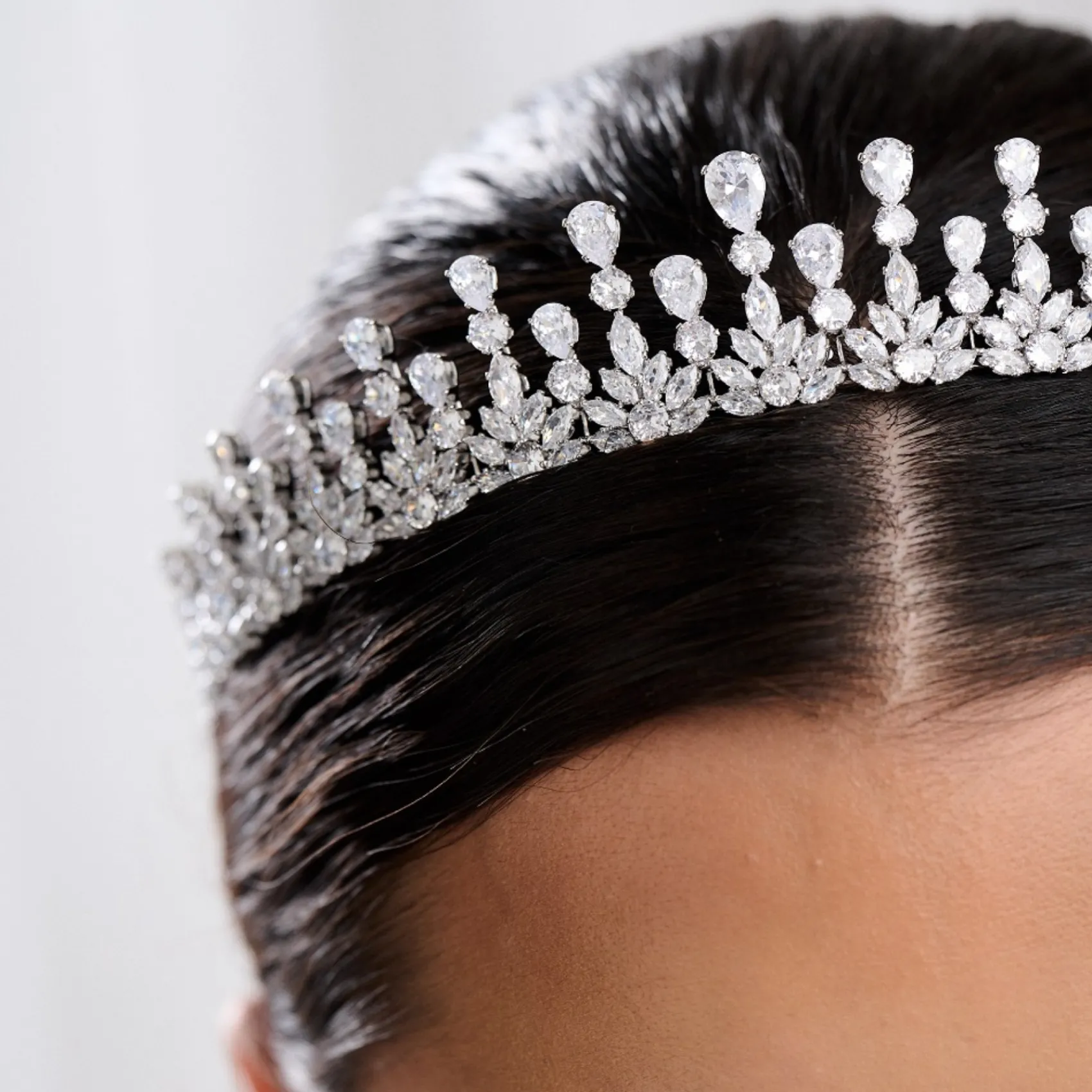 Lace & Favour Vintage Headpieces | Crystal Hair Accessories*Sandringham Classic Teardrop Crystal Crown Silver