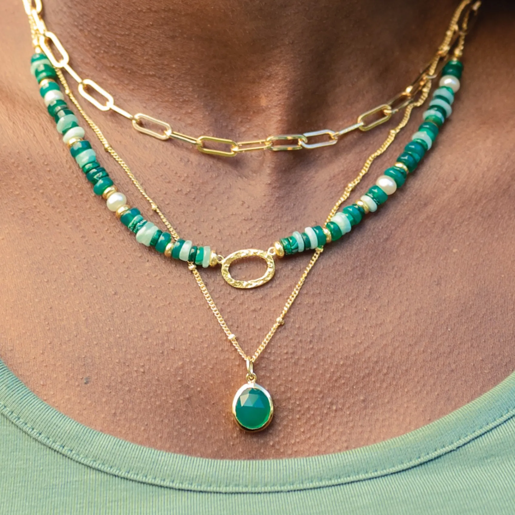 Sarah Alexander Mother Of The Groom Gifts | Mother Of The Bride Gifts*Nubia Green Onyx Gold Gemstone Necklace